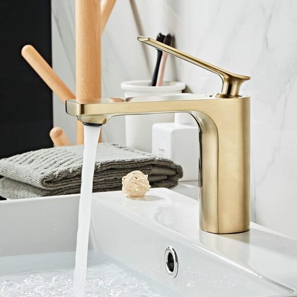 BEELEE Faucet Bathroom Sink Lavatory Vessel with Single Handle Gold Solid Brass - Picture 4 of 13